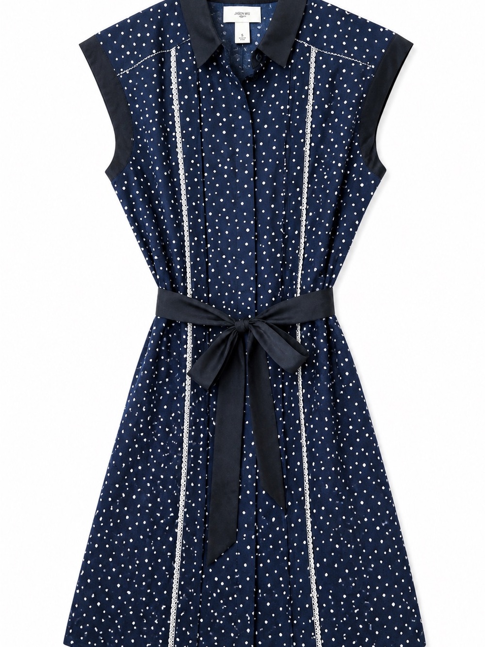 Jason Wu Navy and White Polka Dot Sleeveless Shirt Dress